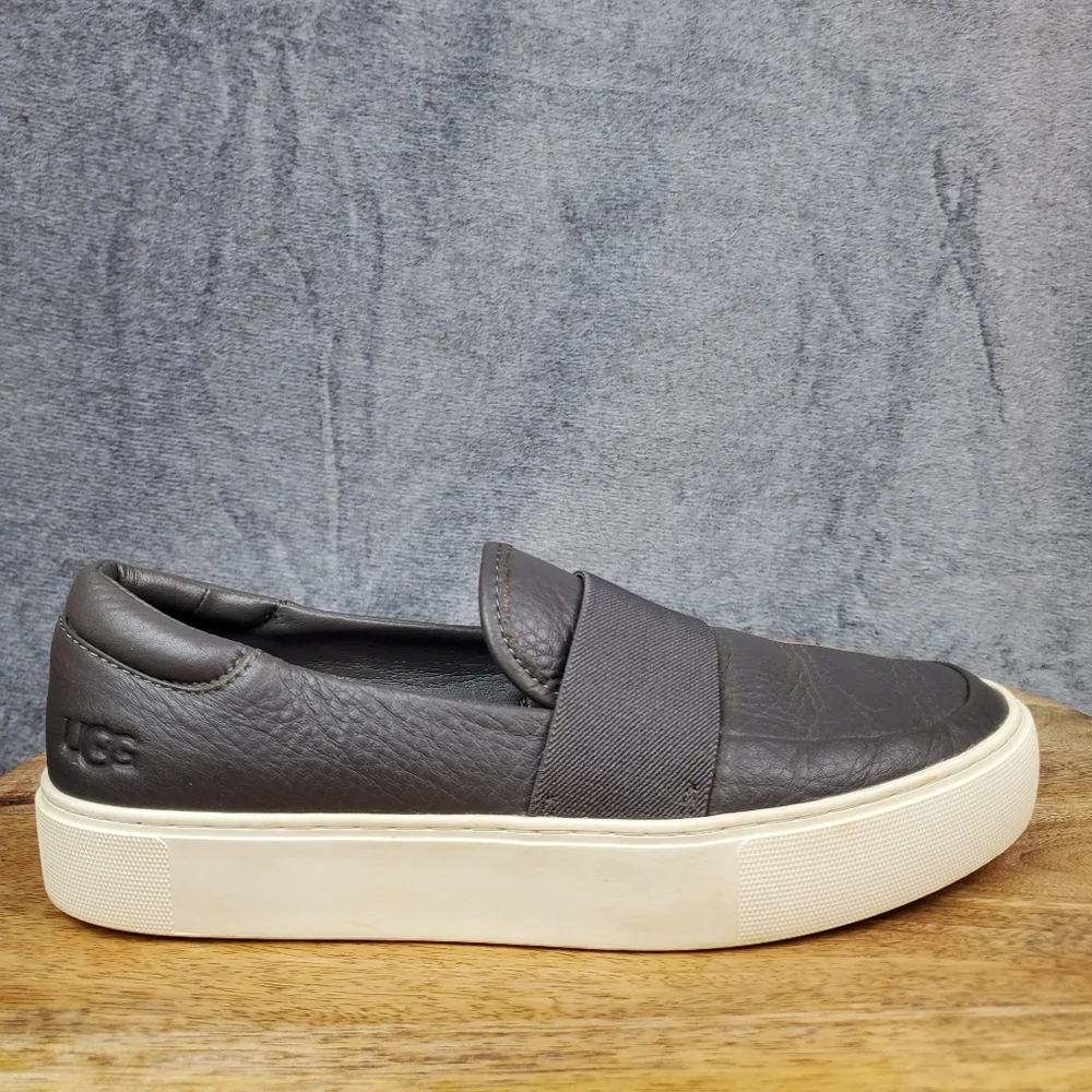 UGG Chayze Loafer Shoes Women's 8.5 Gray Leather Gore Slip On Comfort Sneakers